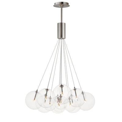 ET2 Burst Multi-Light Pendant in Satin Nickel, featuring a stylish design with steel and glass materials for modern decor.