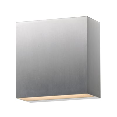 ET2 Cubed Outdoor Wall Sconce in Satin Aluminum, modern design, durable aluminum material, perfect for outdoor lighting.