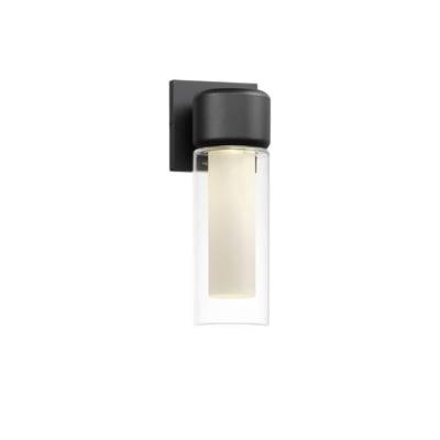 ET2 Dram Outdoor Wall Sconce in Black finish, featuring a sleek Aluminum frame with a Glass diffuser
