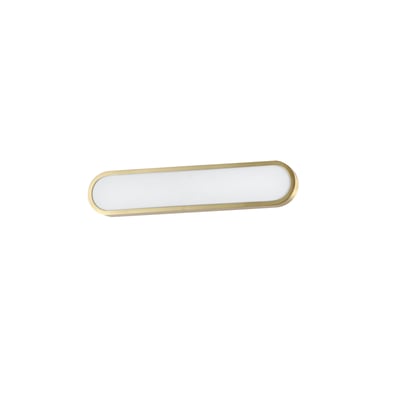ET2 Latitude Bathroom Wall Sconce with Gold finish, featuring an Aluminum and Polycarbonate design, elegantly illuminates a modern bathroom setting.