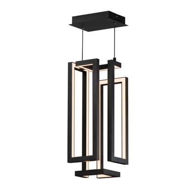 ET2 Penrose Rectangular LED Pendant in Black finish, featuring a sleek aluminum and steel design with energy-efficient LED lighting.