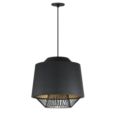 ET2 Phoenix Pendant in Black with Gold finish, made of Aluminum, hanging elegantly with a modern design against a neutral background.