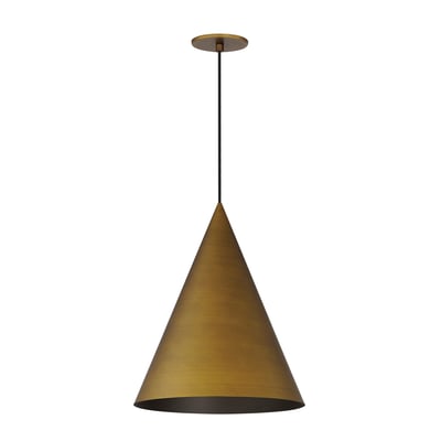 ET2 Pitch Pendant in Antique Brass finish, featuring a sleek, modern design with a conical shape, perfect for contemporary interiors.