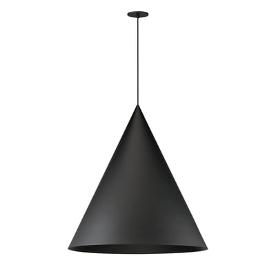 ET2 Pitch Pendant in Black Aluminum finish, featuring a sleek, modern design with a conical shape and subtle lighting for a contemporary ambiance.
