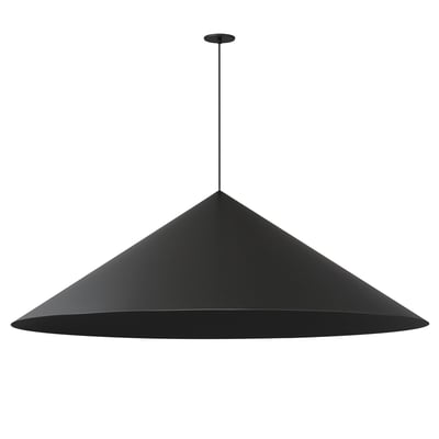 ET2 Pitch Pendant in black aluminum finish, featuring a sleek, modern design with a conical shape and smooth lines, perfect for contemporary interiors.