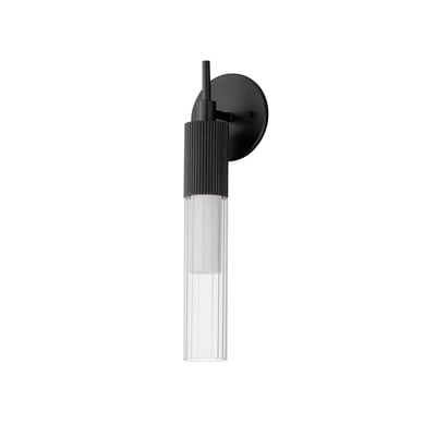 ET2 Reeds Wall Sconce with a sleek Black finish, featuring a modern design with Steel and Glass elements for a stylish lighting solution.