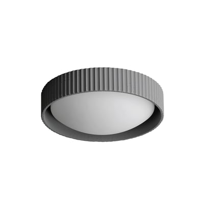ET2 Souffle LED Flush Mount in a sleek gray concrete finish, featuring a modern design with a circular shape and integrated LED lighting.