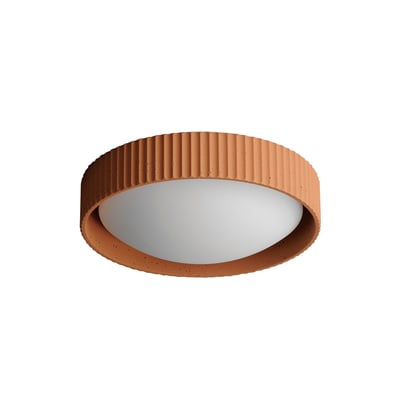 ET2 Souffle LED Flush Mount in Terra Cotta finish, featuring a sleek, modern design with a circular shape and soft, diffused lighting.