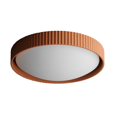 ET2 Souffle LED Flush Mount in Terra Cotta finish, featuring a sleek, modern design with a Concrete, PC, and Steel construction.