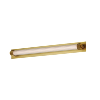 ET2 Doric Wall Sconce in Natural Aged Brass finish, featuring a sleek Steel design with a modern aesthetic, mounted on a white wall.