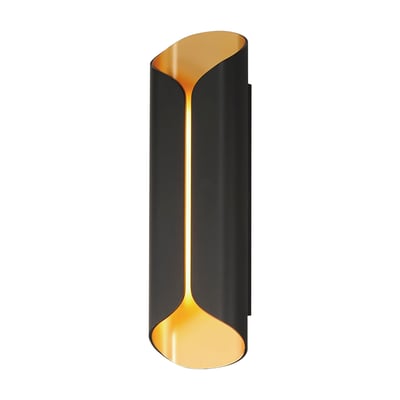 ET2 Folio Wall Mount in Aluminum, featuring a sleek Black with Gold finish, elegantly designed for modern interiors.