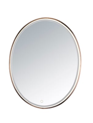 ET2 Oval LED Mirror with an Anodized Bronze finish, featuring a sleek steel frame and modern design, perfect for contemporary interiors.