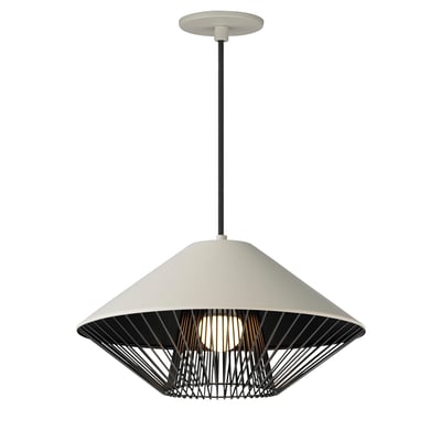 ET2 Phoenix Wide Pendant light fixture in Grey finish with a sleek, modern design, featuring an Aluminum frame and a wide, circular shade.