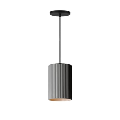 ET2 Souffle Single Pendant in a sleek grey finish, featuring a modern design with a concrete and steel blend, hanging elegantly from the ceiling.