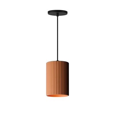 ET2 Souffle Single Pendant in Terra Cotta finish, featuring a sleek, modern design with a smooth, rounded shape made from Concrete and Steel materials.