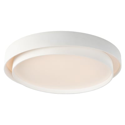ET2 Ziggurat Flush Mount: A modern ceiling light with a geometric design, featuring a white aluminum finish for a sleek and contemporary look.