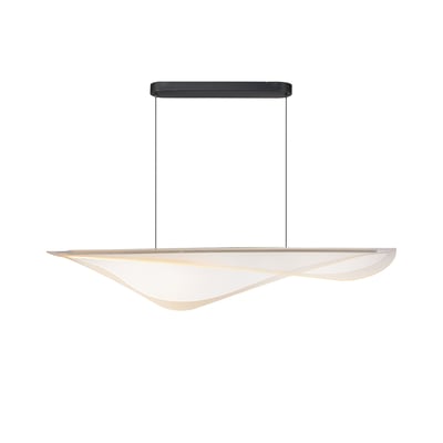 ET2 Manta Linear Pendant in Black finish, featuring a sleek, elongated design with Aluminum, Steel, and Acrylic materials for a modern aesthetic.