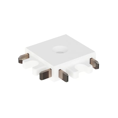 ET2 Continuum Track 90 Degree Corner Connector in White, made of durable PC material for seamless lighting design.