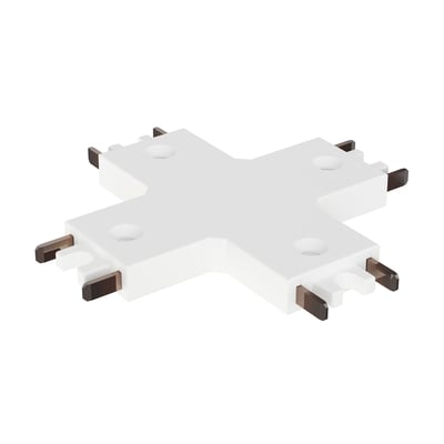 ET2 Continuum Track 4-Way X Connector in White, made of durable PC material for versatile lighting solutions.