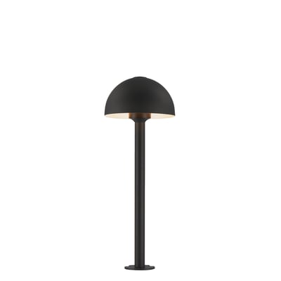 ET2 Alumilux Landscape Dome Path Light in Black, made of durable aluminum, enhancing outdoor spaces with stylish illumination.