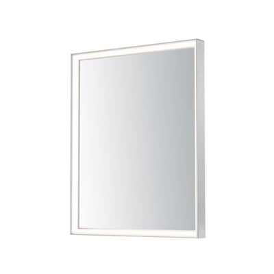 ET2 Bevel LED Mirror in Satin Nickel finish, featuring aluminum, PC, and glass materials for a modern bathroom design.