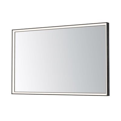 ET2 Bevel Wide LED Mirror in Brushed Black finish, featuring durable aluminum, PC, and glass materials for modern elegance.