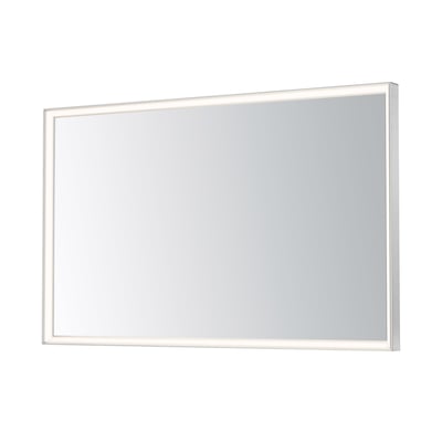 ET2 Bevel Wide LED Mirror in Satin Nickel finish, featuring aluminum, PC, and glass materials for a sleek modern design.
