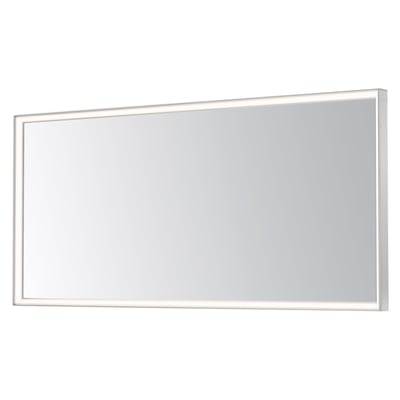 ET2 Bevel Wide LED Mirror in Satin Nickel finish, featuring aluminum, PC, and glass materials for a modern look.
