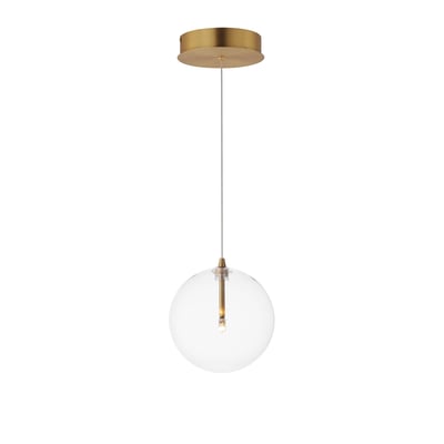 ET2 Global Pendant light fixture in Natural Aged Brass finish, featuring a sleek design with Steel and Glass elements for a modern aesthetic.