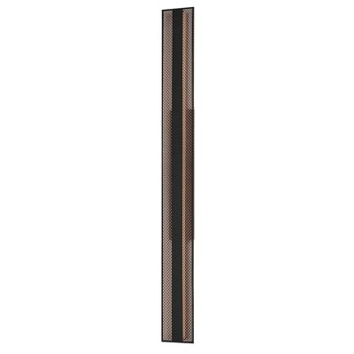 ET2 Interlace Outdoor Wall Sconce in Black with Aged Copper finish, crafted from Aluminum, elegantly illuminates an outdoor space with its modern design.