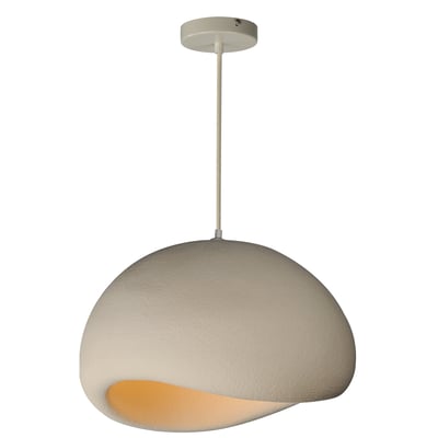 ET2 Moeraki Pendant featuring a sleek Polyurethane and Steel design with an Oyster finish, hanging elegantly in a modern interior setting.