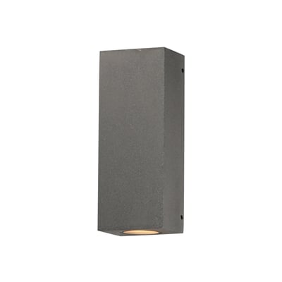 ET2 Pilar Outdoor Wall Sconce with a sleek Greystone finish, featuring a modern design with Concrete, SS, and Glass elements for a stylish exterior lighting solution.
