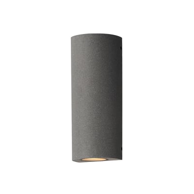 ET2 Pilar Cylinder Outdoor Wall Sconce in Greystone finish, featuring a sleek, modern design with a cylindrical shape made of Concrete, SS, and Glass.