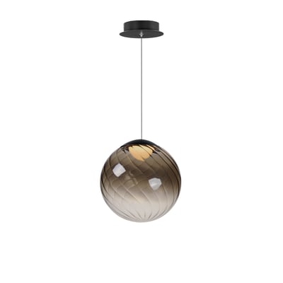 ET2 Planetary Pendant featuring a sleek Black Aluminum finish with a modern design, showcasing a circular structure and ambient lighting.