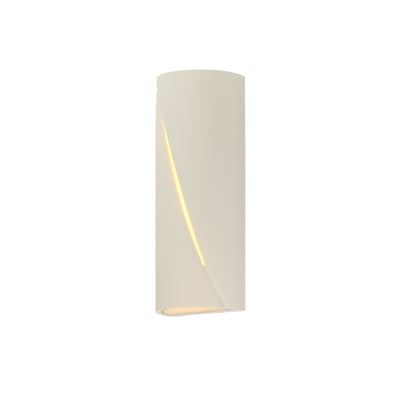 ET2 Puff Outdoor Wall Sconce in Chalk White finish, featuring a sleek, modern design with a concrete base and glass shade for soft, ambient lighting.