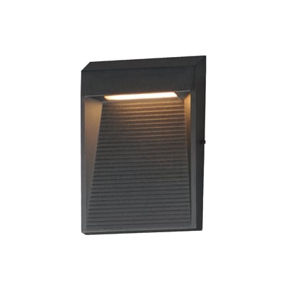 ET2 Steppes Outdoor Wall Sconce in a sleek Black finish, crafted from durable Aluminum, elegantly illuminating an exterior wall.