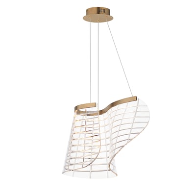 ET2 Tartan Pendant in Brushed Champagne finish, featuring a modern design with a Stainless Steel frame and Acrylic accents.