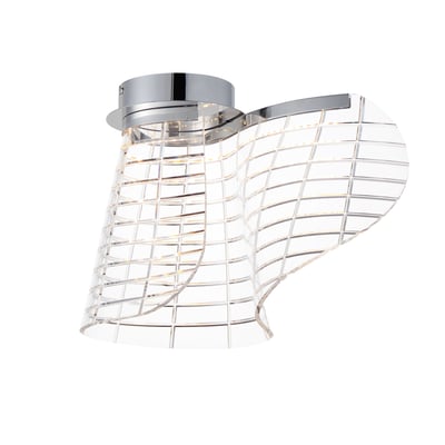 ET2 Tartan Flush Mount light fixture in polished chrome finish with a stainless steel and acrylic design.