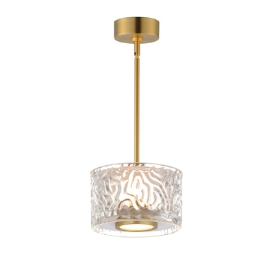 ET2 Elysian Drum Pendant in Natural Aged Brass finish, featuring a sleek design with Steel, Aluminum, and Glass elements.