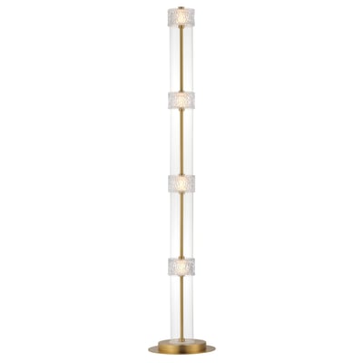 ET2 Elysian Floor Lamp in Natural Aged Brass finish, featuring a sleek Steel frame with a modern design and a Glass shade for soft, ambient lighting.