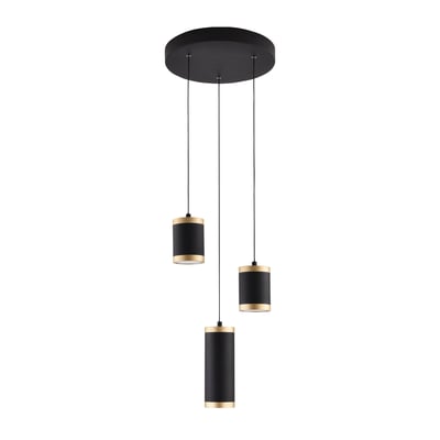 ET2 Cuff Multi Light Pendant in Black with Gold, featuring a modern design crafted from steel and polycarbonate.