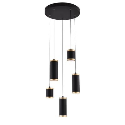 ET2 Cuff Multi Light Pendant in Black with Gold finish, featuring durable Steel and Polycarbonate materials for stylish illumination.