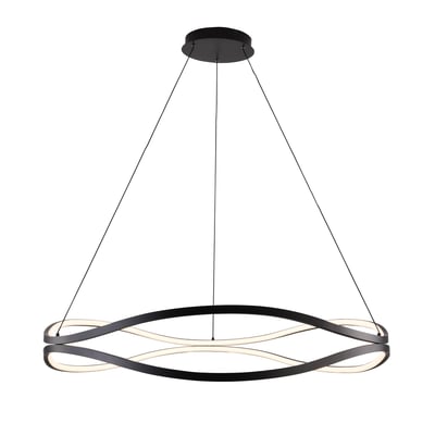 ET2 Curvo Pendant in Black finish, made of aluminum, steel, and silicone, showcasing modern design and elegance.