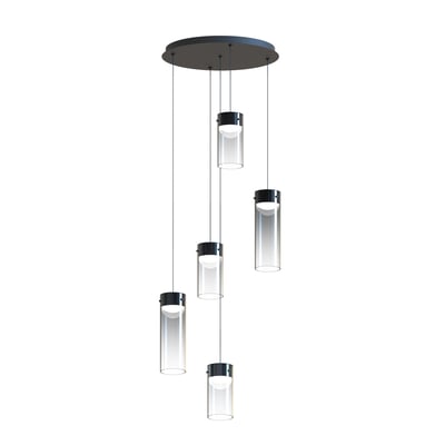 ET2 Highball Multi Light Pendant featuring a sleek Gunmetal finish with Steel, Polycarbonate, and Glass materials, elegantly suspended in a modern design.