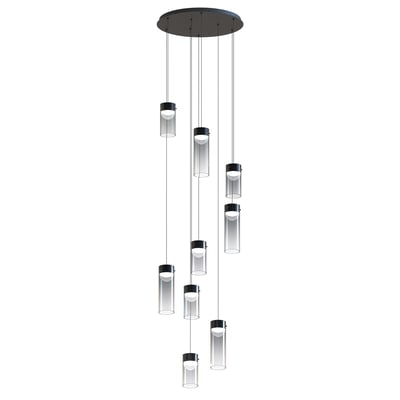 ET2 Highball Multi Light Pendant featuring a sleek Gunmetal finish with Steel, Polycarbonate, and Glass elements, elegantly suspended in a modern design.