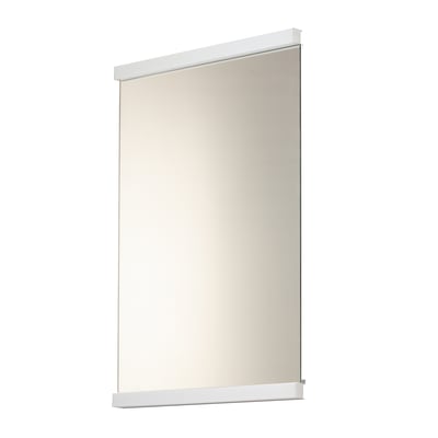 ET2 Luminance Lighted Mirror with a sleek, rectangular design, featuring a polished chrome frame and energy-efficient LED lighting.