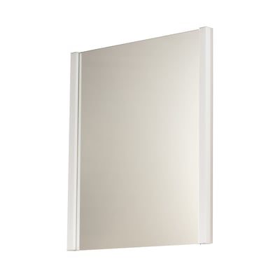 ET2 Luminance Lighted Mirror with a sleek Polished Chrome frame, featuring a rectangular shape and soft LED lighting for a modern bathroom setting.