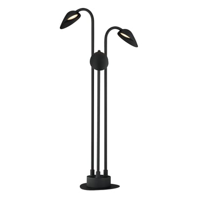 ET2 Marsh Outdoor Path Light in Black Aluminum finish, elegantly illuminating a garden pathway with its sleek, modern design.