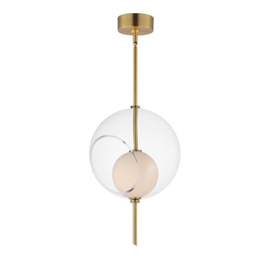 ET2 Martini Pendant light fixture in Natural Aged Brass finish, featuring a sleek Glass and Steel design, elegantly suspended for modern interior decor.
