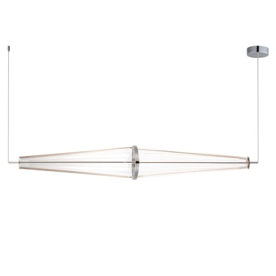 Quasar Linear Suspension by ET2 features a sleek design with a polished chrome finish, crafted from stainless steel and acrylic for modern elegance.